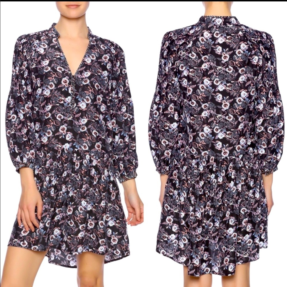 Veronica Beard Palmetto Silk Dress Purple Floral 6